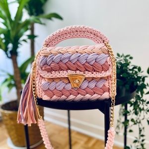 Handmade bag/Crochet bag/Crochet handbag/Hand knitted bag/Shoulder bag/ Pink bag